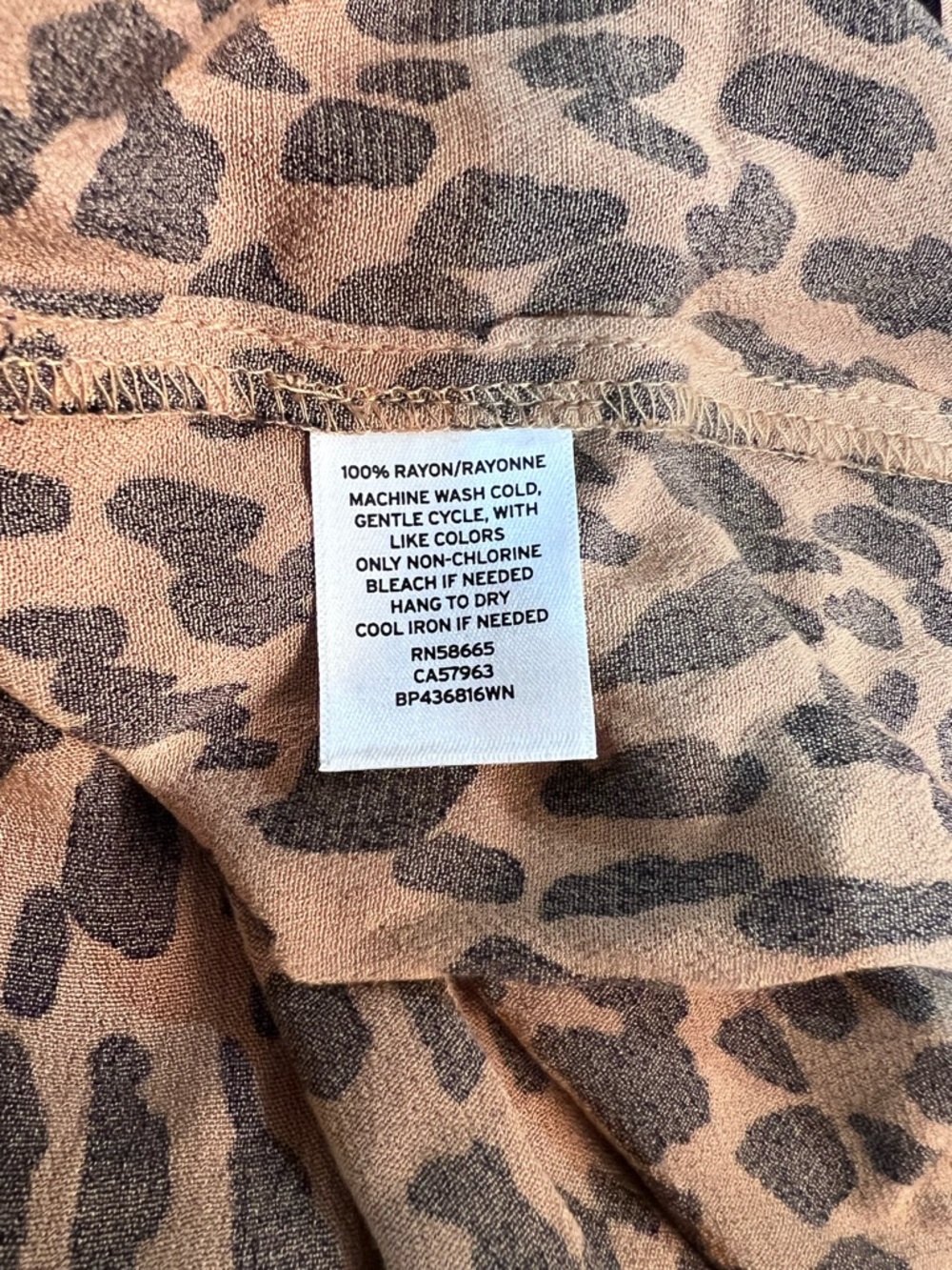 BP Print Long Sleeve Dress in Tan (Leopard) Dale Dashed Spot Size 1X - Picture 5 of 5